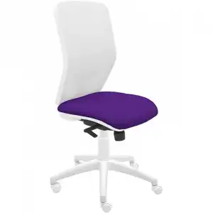 La Silla de Claudia Keempat Ergonómica Giratoria de Escritorio de Malla Blanca con Regulador Lumbar Púrpura