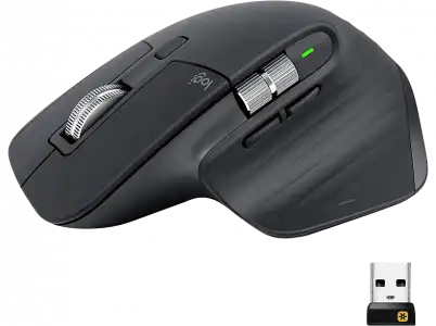 Ratón inalámbrico - Logitech MX Master 3, Bluetooth, Ergonómico, Óptico, 4000 ppp, Negro