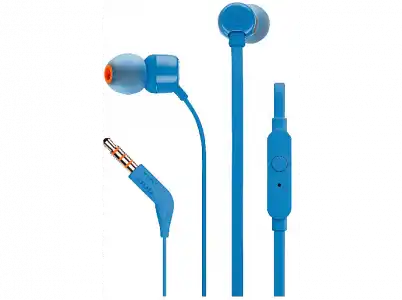 Auriculares de botón - JBL T110, De botón, Con cable, Pure Bass, Jack 3.5 mm, Azul