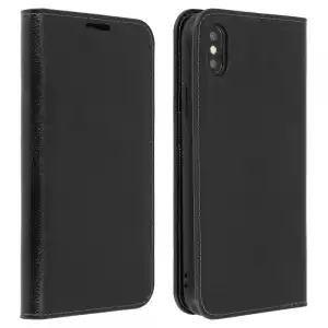 Avizar Funda de Cuero Negra para iPhone XS Max