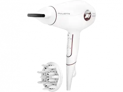 Secador - Rowenta CV6135F0 Volumizer, Motor profesional DC y AC, 1800 W, 3D Volume Booster, 3 Temperaturas, 2 Velocidades, Difusor, Blanco Granate