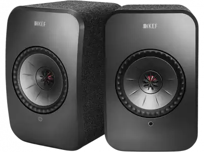 Sistema de altavoces - KEF LSX, Set 2, 2x100 W, Wi-Fi, 59Hz-28KHz (± 3db), Uni-Q 1”-4”, BT 4.2, Negro