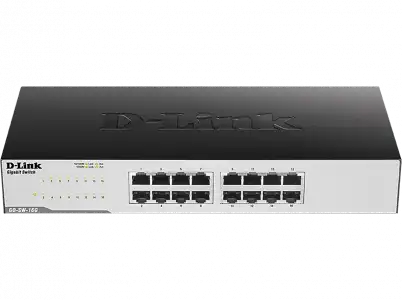 Switch - D-Link GO-SW-16G 16p. Gigabit Ethernet LAN RJ-45, Sin gestión, 1000 Mbps/puerto, Negro