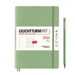 Agenda anual 2024 Leuchtturm 1917 A5 semana vista tapa blanda + notas Sage