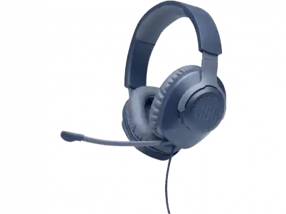 Auriculares gaming - JBL Quantum 100, De Diadema, Con cable, Multiplataforma, Micrófono extraíble, Azul