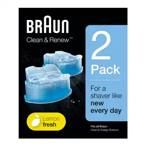 Braun - Clean&Renew Cartuchos De Recarga Para Afeitadora Eléctrica Hombre, 2 Unidades, Compatibles Con Todos Los Centros SmartCare Y Clean&Charge