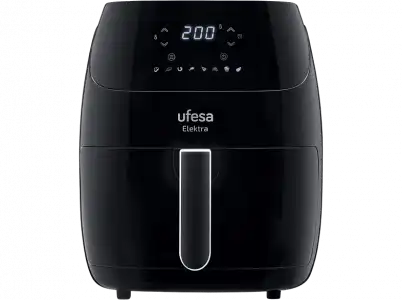 Freidora de aire - Ufesa Elektra, Capacidad 5l, Potencia 1500 W, Temperatura máxima 200ºC, Negro