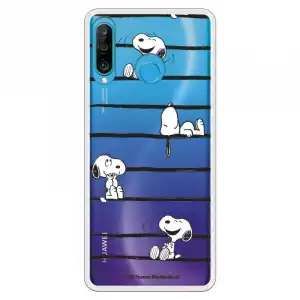 Funda Oficial de Peanuts Snoopy Rayas para Huawei P30 Lite