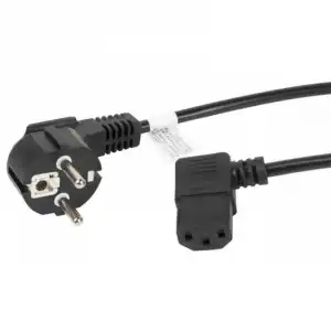 Lanberg Cable de Extensión Acodado CEE 7/7 a IEC 320 C13 Macho/Hembra 1.8m VDE Negro