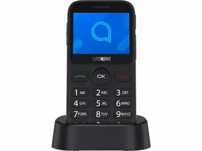 Móvil - Alcatel 2020, Para mayores, Plata metálico, 16 MB ROM, 4MB RAM, 2.4" QVGA, MTK6261A, 970 mAh, Nucleus