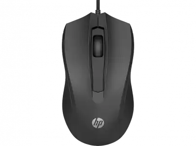 Ratón - HP 100, 6VY96AA, Por cable, Negro