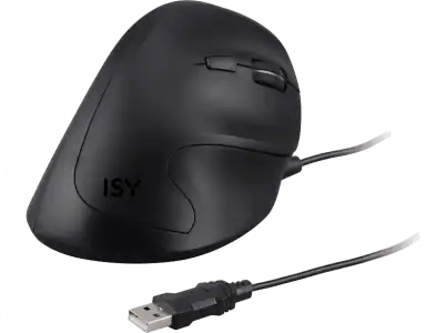 Ratón - ISY IEM-2000, Ergonómico, 5 botones, Con cable, Sensor óptico, Hasta 3200 dpi, Negro