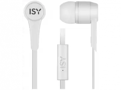 Auriculares de botón - ISY IIE-1101, De botón, Con cable, Control volumen, Blanco