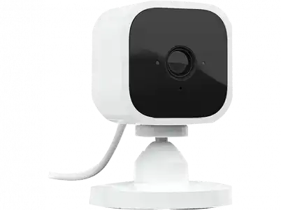 Cámara de seguridad - Amazon Blink Mini, 1080p, Detección movimiento, Visión nocturna,Talkback,Alexa,Blanco