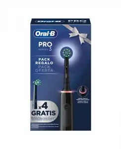 Cepillo eléctrico Oral-B Pro 3 Negro + 4 cabezales Cross Action Pack Navidad