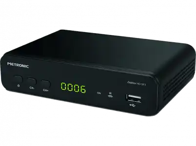 Receptor TDT - Metronic ZapBox, DVB-T2, HEVC, HD-SP.1, Botón SOS, Sintonización automática, USB, Negro