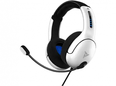 Auriculares gaming - PDP LVL50, De diadema, Con cable, Para PS4/ PS5, Micrófono, Jack 3.5 mm, Blanco