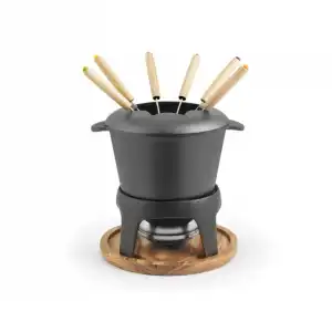 H&H Lifestyle Juego de Fondue 6 Personas Negro