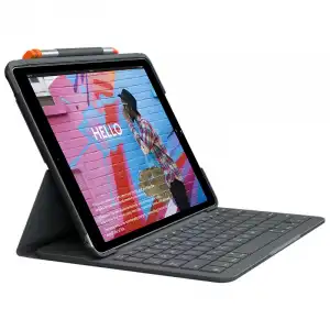 Logitech Slim Folio Funda con Teclado Bluetooth Gris para iPad 7/8/9 Generación Teclado Italiano