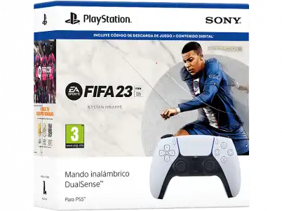 Mando - Sony PS5 DualSense™, Inalámbrico, Blanco + Juego FIFA 23 (código de descarga)