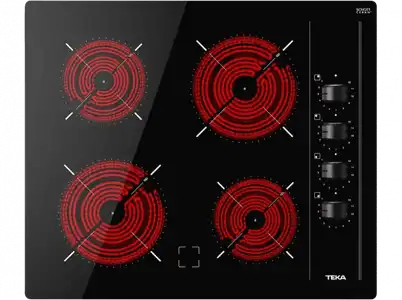 Placa vitrocerámica - Teka TBC 64000 XFL, 4 zonas, Zona grande 18 cm, 60 Negro