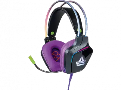 Auriculares gaming - FR-TEC Bifrost, Luz LED RGB, Micrófono flexible, Negro y Morado