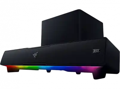 Barra de sonido - Razer Leviathan V2, Con Subwoofer, Para PC, Bluetooth 5.2, Personalización RGB , 18 Zonas iluminación, Negro