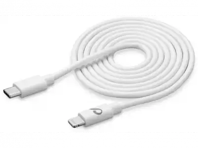 Cable USB - CellularLine USBDATAC2LMFI2MW, 2 m, Lightning, C, Macho, Carga rápida, Blanco