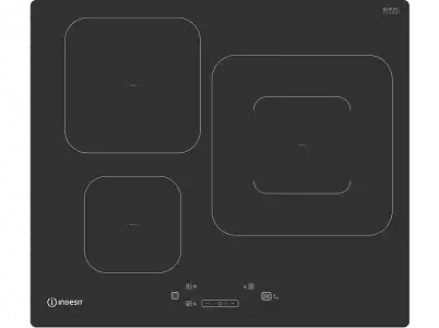 Encimera - Indesit IS 55Q60 NE, Inducción, 3 zonas, 9 niveles, Eléctrica, Sin bisel, Negro
