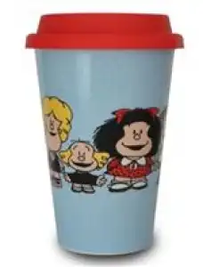 Vaso con tapa Mafalda Travel City