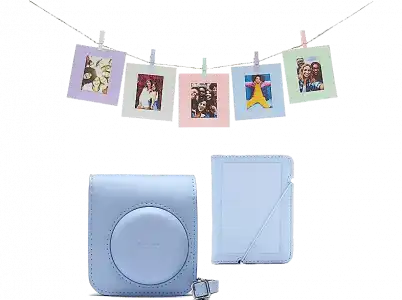 Accesorio cámara instantánea - Fujifilm Kit Instax Mini 12, Funda, 10 sobres, Cuerda, Azul