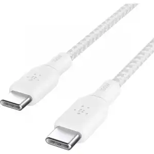 Belkin BoostCharge Cable USB-C a USB-C Doble Trenzado PD 100W 2M Blanco