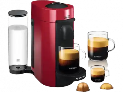 Cafetera de cápsulas - Nespresso De'Longhi Vertuo Plus ENV150.R, 15 bar, 1.2 l, 1260 W, Rojo