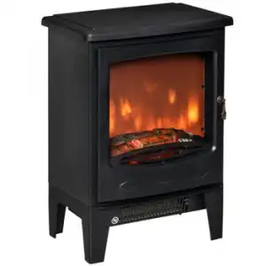 Chimenea Eléctrica De Acero Abs Vidrio Homcom 39x26x54,8 Cm-negro