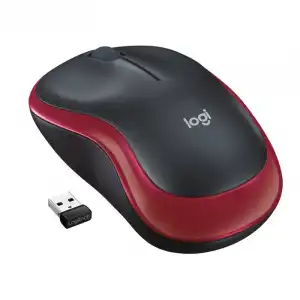 Logitech M185 Ratón Inalámbrico 1000 DPI Negro/Rojo