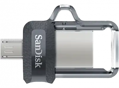 Pendrive para móvil 64 GB - SanDisk Ultra Dual Drive m3.0, Micro USB y 3.0, 130 MB/s, Con Memory Zone, OTG, Gris