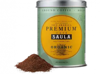 Café molido - Saula Premium Ecológico, Arábica, Intenso, 250 g