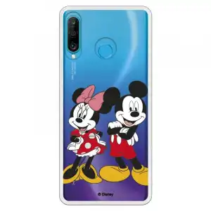 Funda Oficial de Disney Mickey y Minnie Posando Clásicos Disney para Huawei P30 Lite