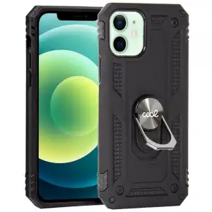 Cool Funda Hard Negra con Anilla para iPhone 12/12 Pro