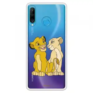 Funda Oficial El Rey León Disney Simba y Nala Transparente para Huawei P30 Lite