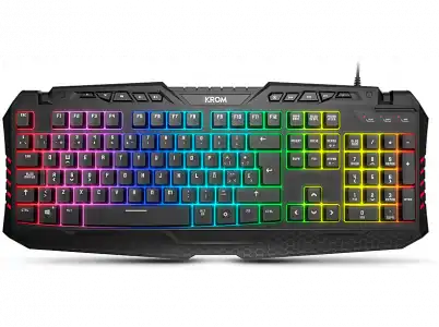 Teclado gaming - Krom Kyra RGB, USB, Retroiluminado, Anti-ghosting, QWERTY, Teclas WASD, Negro