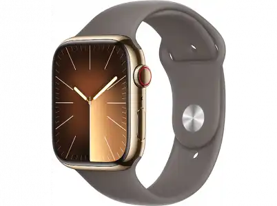 Apple Watch Series 9 (2023), GPS+CELL, 45 mm, Gesto de doble toque, Caja acero inoxidable grafito, Correa deportiva medianoche, Talla S/M