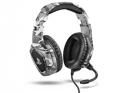 Auriculares gaming - Trust GXT 488, De diadema, Con cable, Para PS4, Micrófono, Control volumen, Gris camo