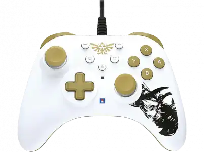 Mando - Hori Turbo Legend of Zelda, Para Nintendo Switch, Con Cable, Blanco