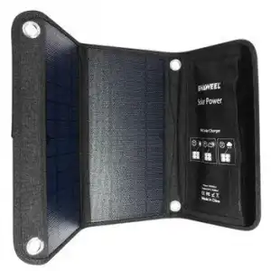 Panel Solar Usb De 14w, Cargador Solar Plegable E Impermeable - Negro