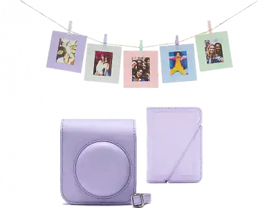 Accesorio cámara instantánea - Fujifilm Kit Instax Mini 12, Funda, 10 sobres, Cuerda, Lila