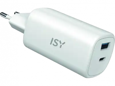 Cargador - ISY IAC-5065, Universal, Tecnología GaN, Cable USB-C incluido, Blanco