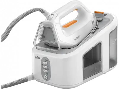 Centro de planchado - Braun CareStyle 3 IS3132WH, 2400 W, 2 l, 400 g/min potencia vapor, Suela FreeGlide 3D, Blanco/Gris