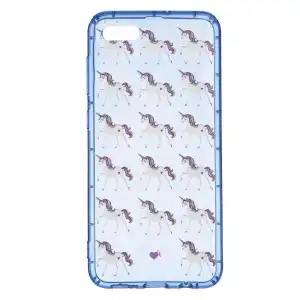 Funda Azul Neón Transparente Unicornios Para Iphone 7 - Oficial De La Vecina Rubia