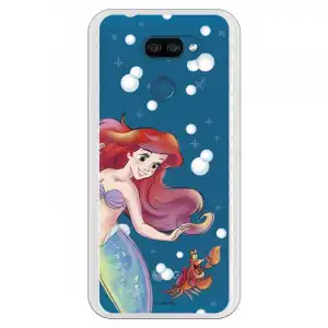 Funda Para Lg K40s Oficial De Disney Ariel Y Sebastián Burbujas - La Sirenita